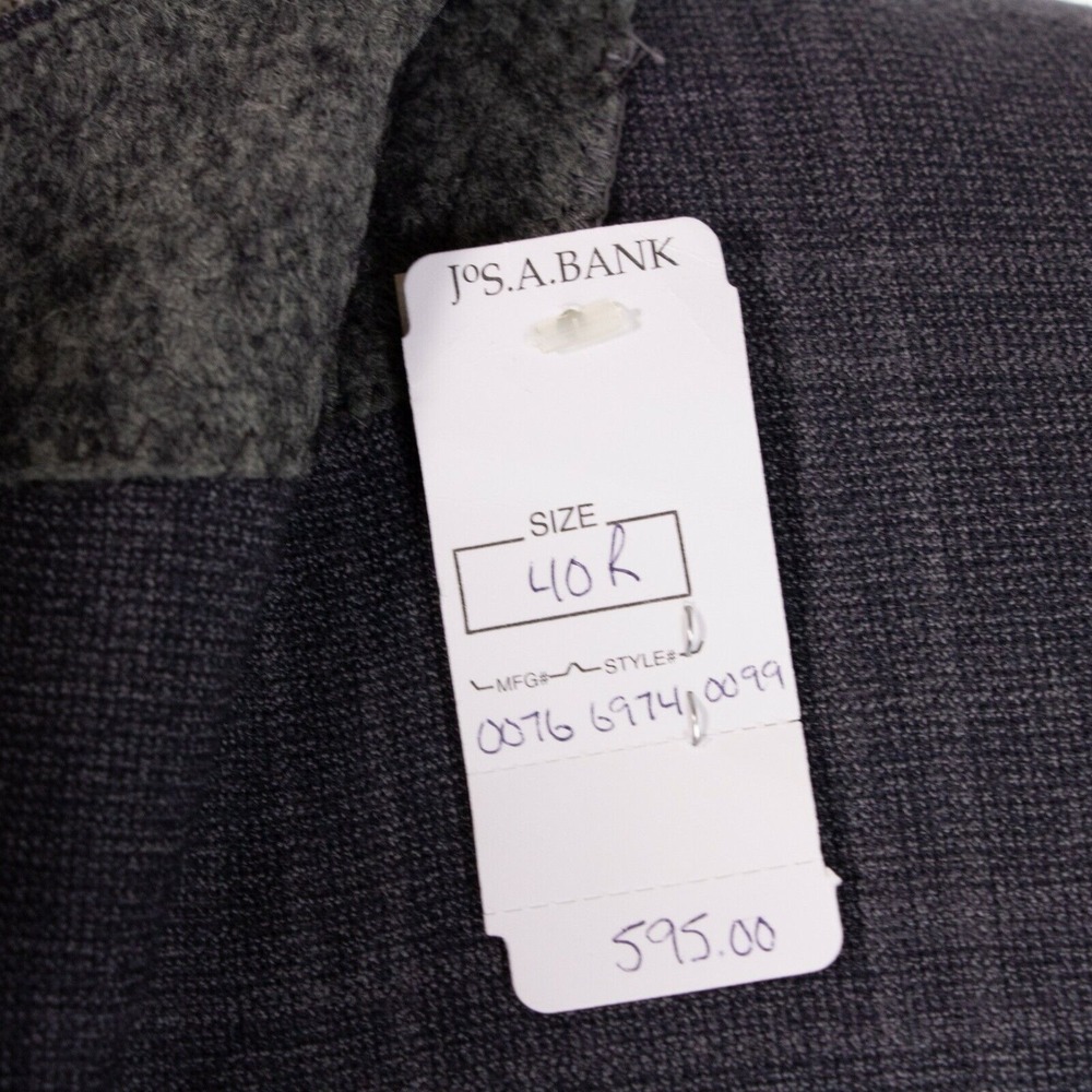NWT Jos A Bank Mens 40R Gray Check 2btn Wool Sport Coat Jacket‎ MSRP $595 - Picture 3 of 11